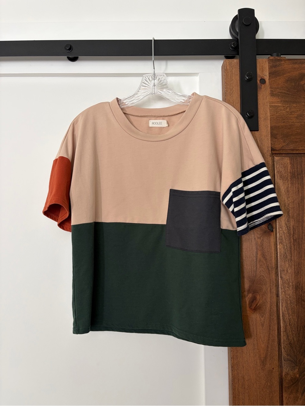 roolee colorblock pocket tee